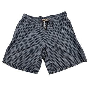 Faherty Shorelite Lined Swim Trunk (5") Fishscale Print Blue Men’s Sz XL